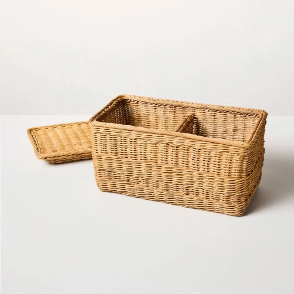 Medium Rattan Storage Basket with Lid - Hearth & Hand with Magnolia